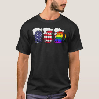 Camiseta Beer American Flag Drinking Gay Pride Lesbian LGBT