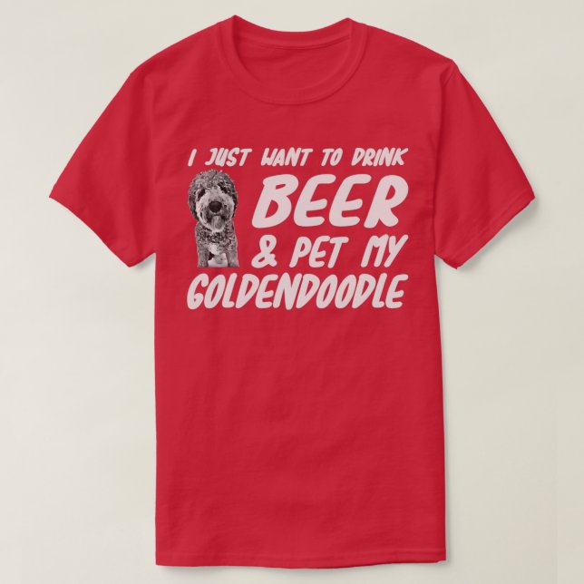 Camiseta Beer and Goldendoodle Funny Dog Mom o Dog Dad Gif (Diseño del anverso)