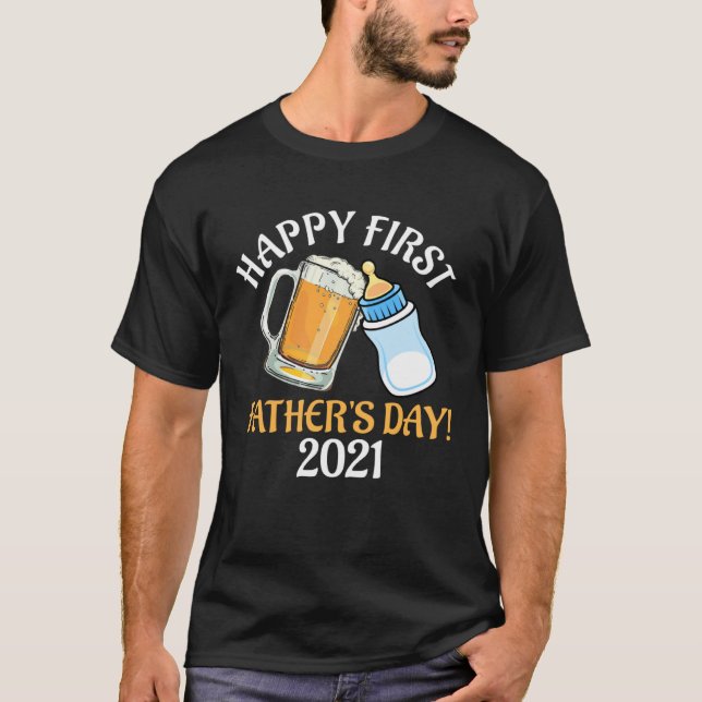 Camiseta Beer And Milk Cheers Happy First Father s Day Drin (Anverso)