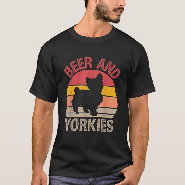 Camiseta Beer and Yorkies Yorkshire Terrier Dog Lover Toy S (Anverso)