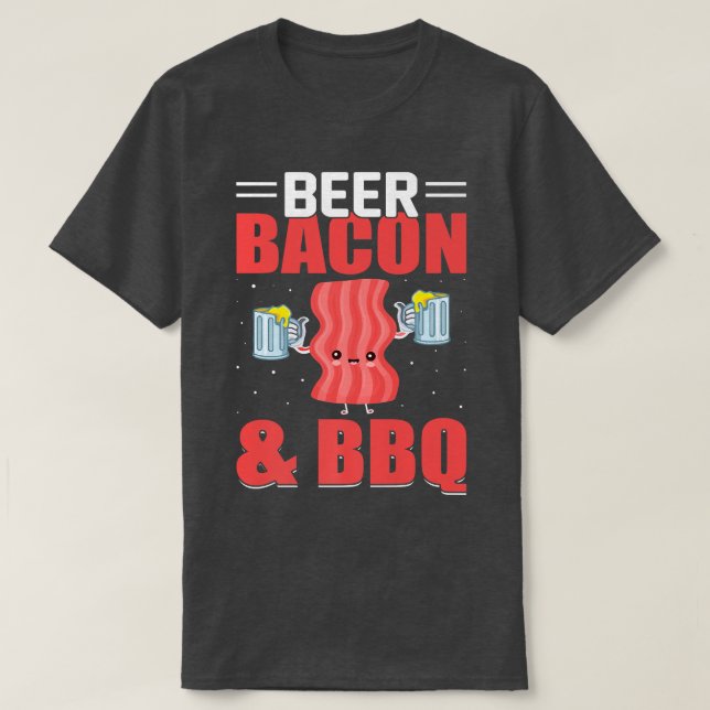 Camiseta Beer Bacon BBQ Funny Cerdo Carne BBQ Grill B (Diseño del anverso)