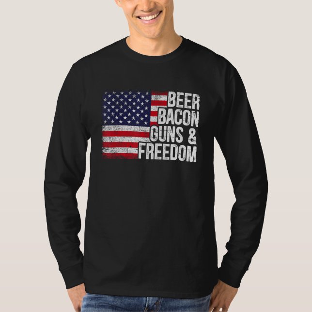 Camiseta Beer Bacon & Freedom 4th of July Father s Day (Anverso)
