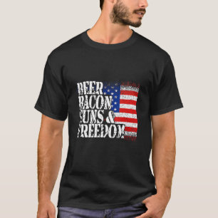 Camiseta Beer Bacon Gun Libertad Bandera Estadounidense F