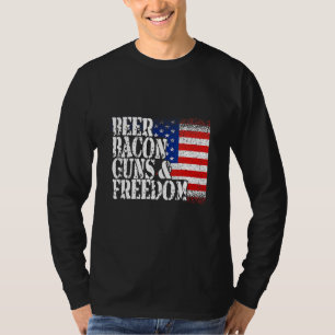 Camiseta Beer Bacon Gun Libertad Bandera Estadounidense F