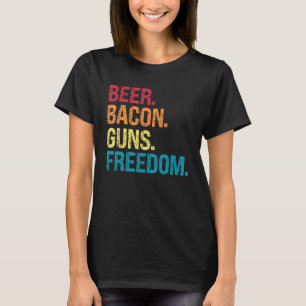 Camiseta Beer Bacon Guns Freedom Vintage