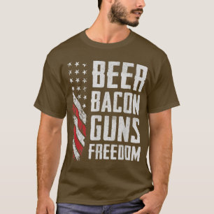 Camiseta Beer Bacon Guns Libertad Estados Unidos BBQ Bander