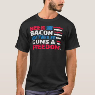 Camiseta Beer Bacon Rottweiler Guns & amp Freedom Of July