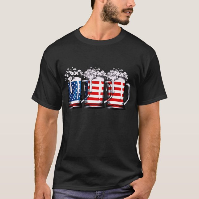 Camiseta Beer Bandera Americana 4 de Julio Merica USA Bebid (Anverso)
