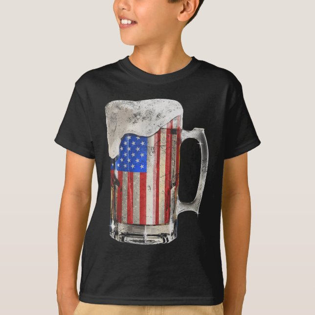 Camiseta Beer Bandera Estadounidense 4 De Julio Fiesta De B (Anverso)