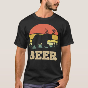 Camiseta Beer Bear Deer Funny Retro Vintage Sunset
