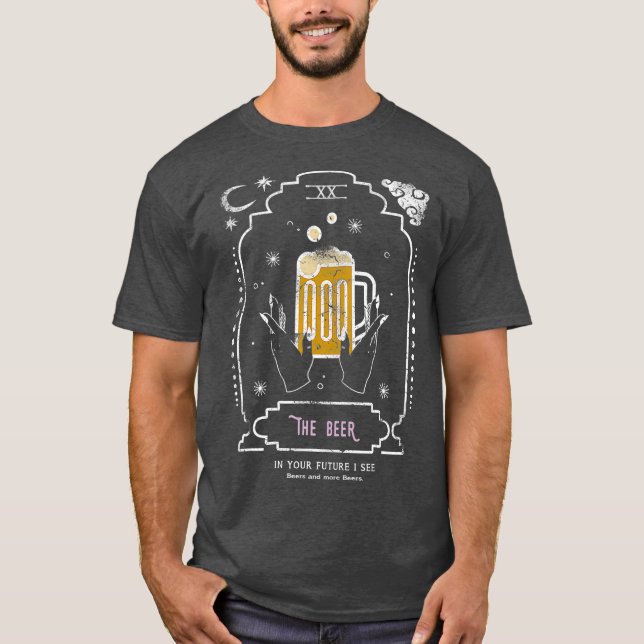 Camiseta Beer Beer Funny Tarot Leading Card Moon (Anverso)