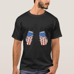 Camiseta Beer Can Skeleton Hand Funny 4 De Julio Estadounid