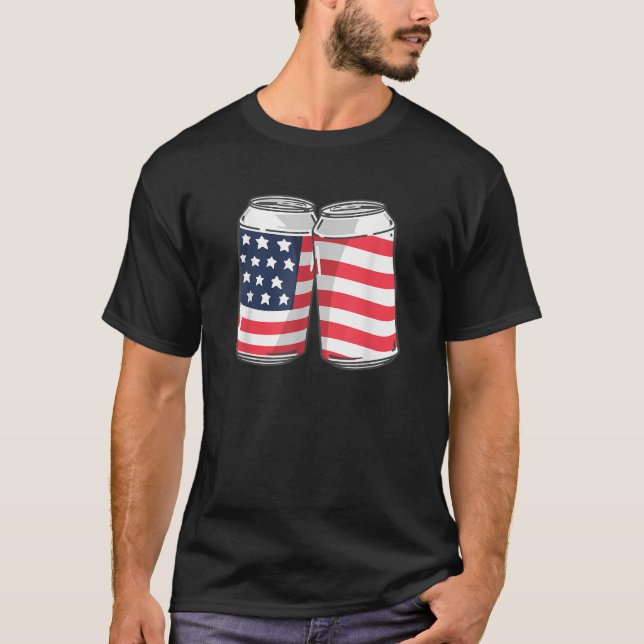 Camiseta Beer Cans American Flag 4th of July Men Women US M (Anverso)