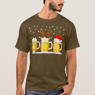 Camiseta Beer Christmas Mug Santa Reinbeer Xmas lights 