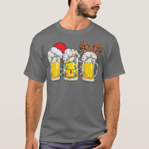 Camiseta Beer Christmas Mug Santa Reinbeer Xmas Tree Lights