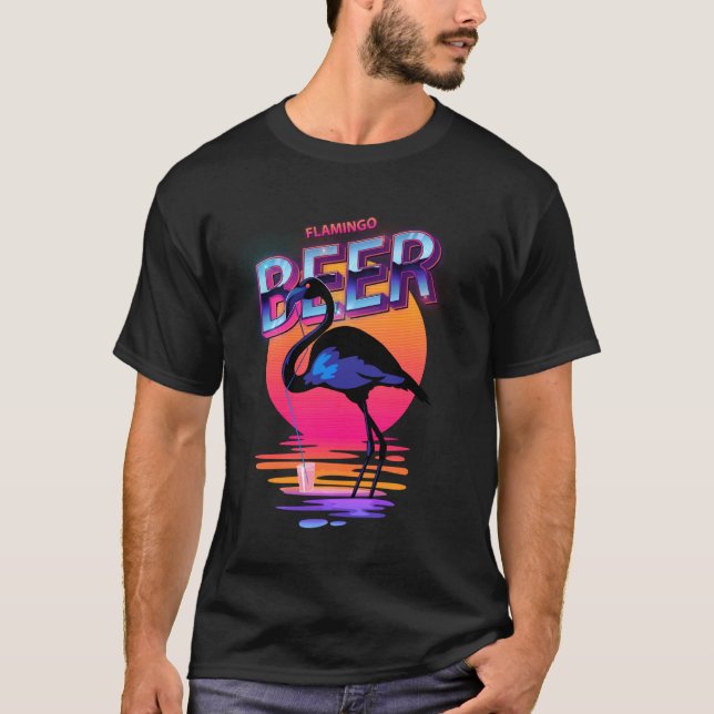 Camiseta Beer de cerveza de cosecha de verano Flamingo rosa (Anverso)