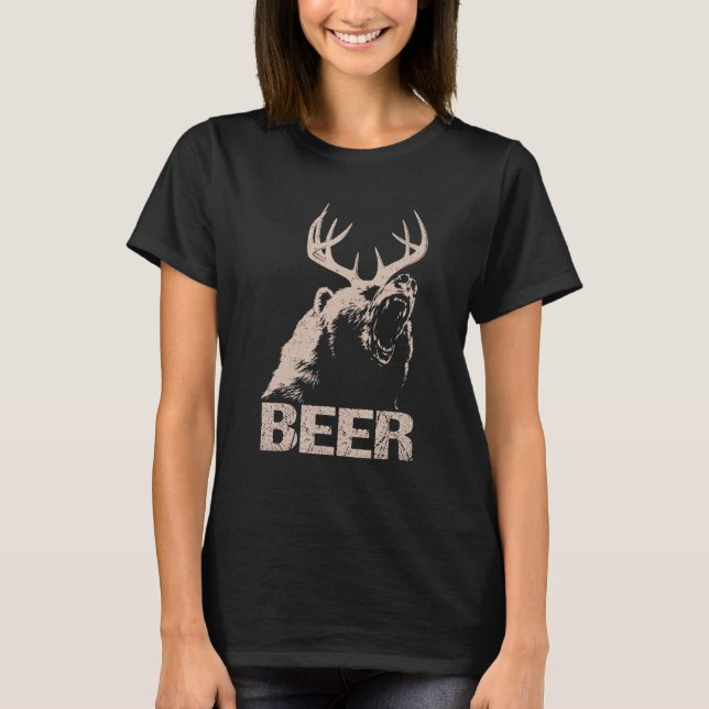 Camiseta Beer Deer Oso Cazador Esencial Ama A Hombres Graci (Anverso)
