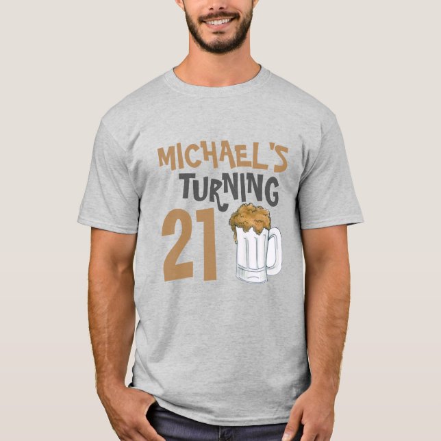 Camiseta Beer Fiesta de cumpleaños 21 personalizada (Anverso)