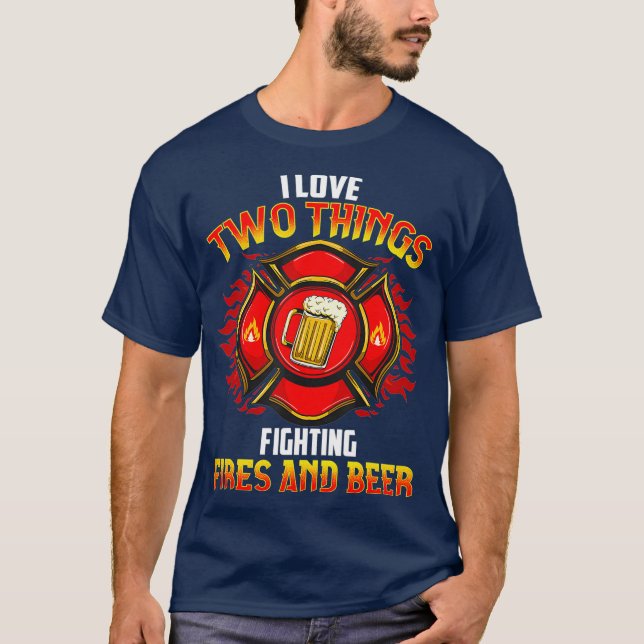 Camiseta Beer Fireman Firefighter Primer regalo de respuest (Anverso)