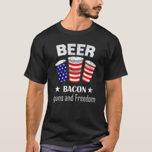 Camiseta Beer Freedom Bandera Estadounidense 4 De Julio Hom