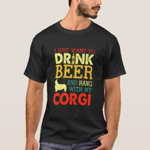 Camiseta Beer Hang Con Perros Hombres Corgi Vintage
