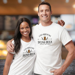 Camiseta Beer Lover Hipster Live Breathe Beer Personalizado