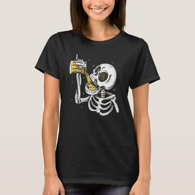 Camiseta Beer Me Skeleton Scary Spooky Drying Men Fiesta (Anverso)