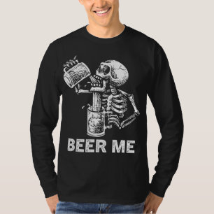 Camiseta Beer Me Skeleton Scary Spooky Drying Men Fiesta G