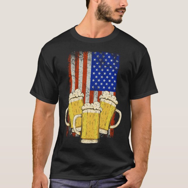 Camiseta Beer Mug American Flag Craft Beer Beer  Brewer (Anverso)