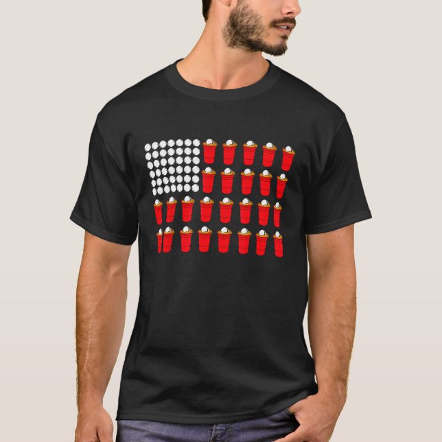Camiseta Beer Pong American Flag (Anverso)