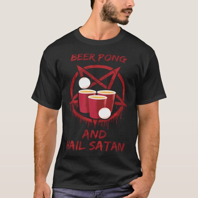 Camiseta Beer Pong y Hail Satan (Anverso)
