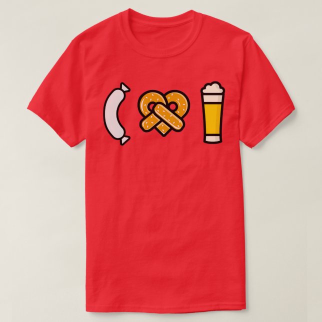 Camiseta Beer pretzel Weisswurst Me encanta Weizen Bavarian (Diseño del anverso)
