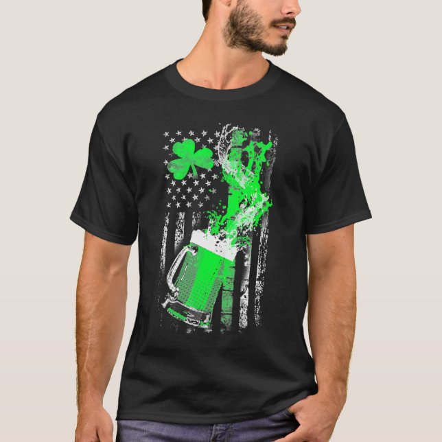 Camiseta Beer Splash St Patrick's Day Shamrock Clover Ameri (Anverso)