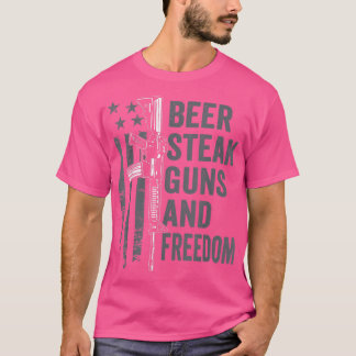 Camiseta Beer Steak Guns & Freedom Drinking BBQ AR15 USA F