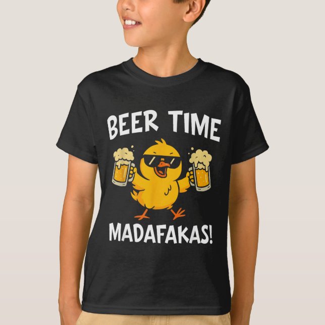 Camiseta Beer Time Madafakas Funny Meme Duck With Beer Chic (Anverso)