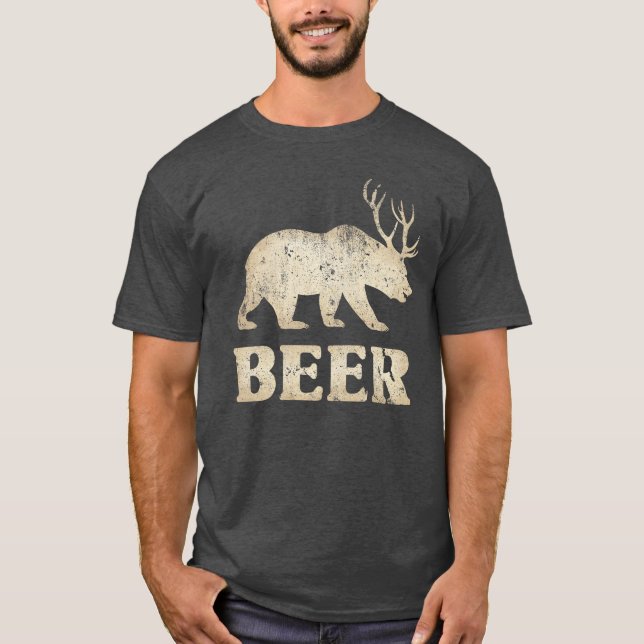 Camiseta Beer vintage de oso venado (Anverso)