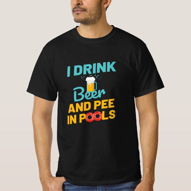 Camiseta Beer Y Pee En Las Piscinas Piscina (Anverso)