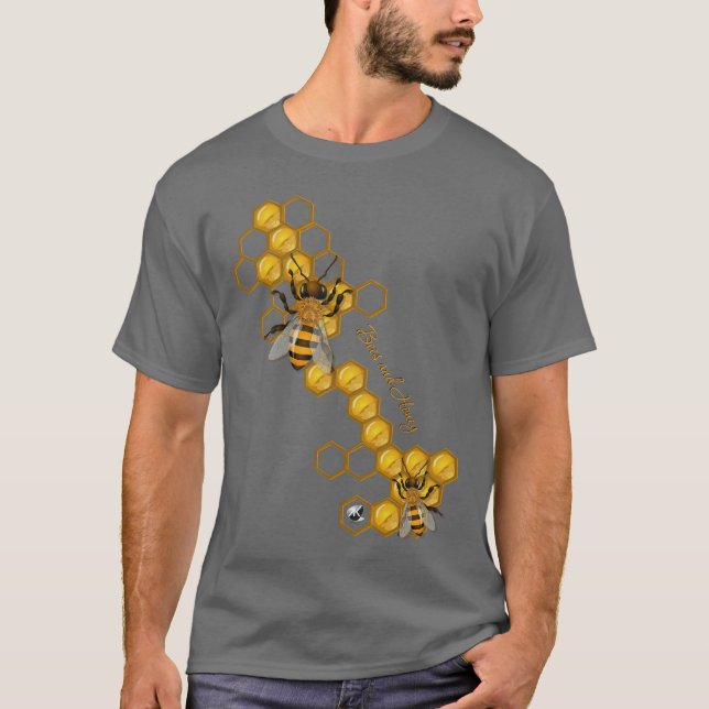 Camiseta Bees and Honey mit Bienen und Honigwaben (Anverso)