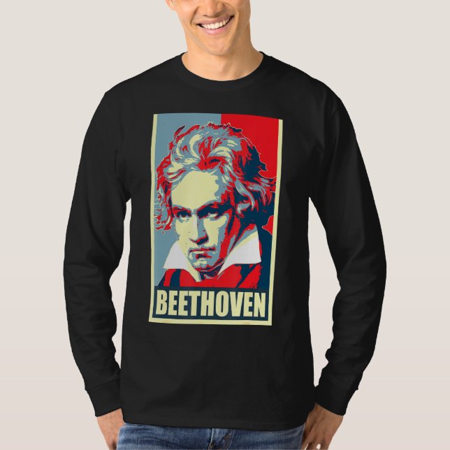 Camiseta Beethoven Propaganda Poster Pop Art (Anverso)