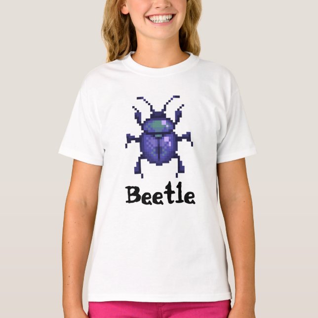 Camiseta Beetle purple pixel art (Anverso)