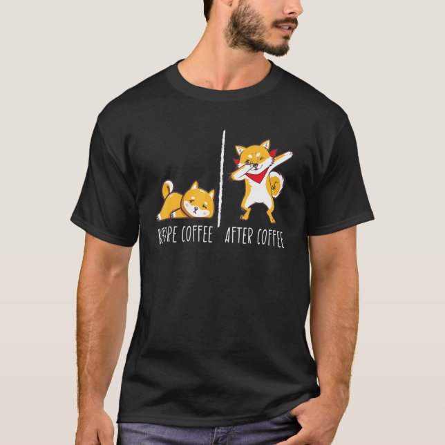 Camiseta Before Coffee After Coffee Paws Dog Breed Bark Pet (Anverso)