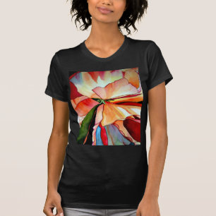 Camiseta Begonia arcoíris flor acuarela arte original
