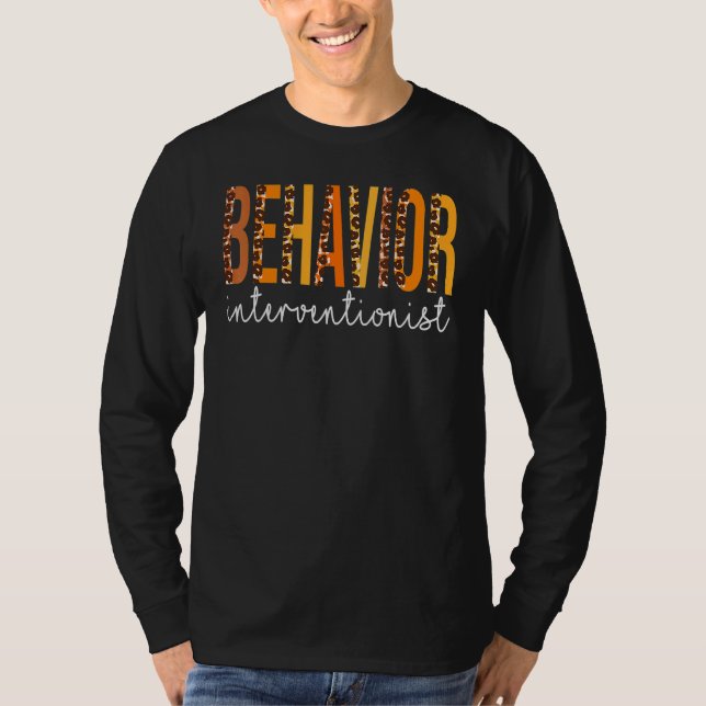 Camiseta Behavior Interventionist leopard Fall Autumn Thank (Anverso)