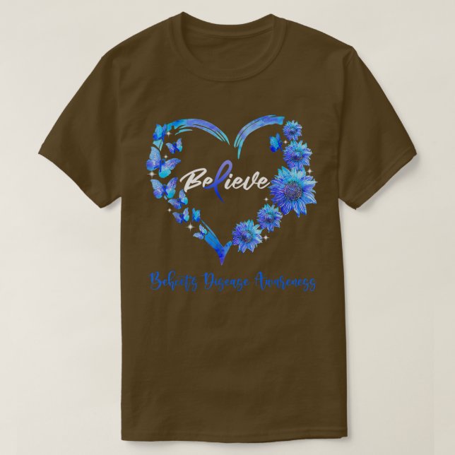 Camiseta Behcets Disease Awareness Heart Butterfly Sunflowe (Diseño del anverso)