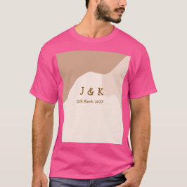 Camiseta Beige boho curvo nombre fecha de boda