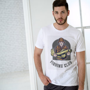 Camiseta Beige Brown Simple Fishing Club