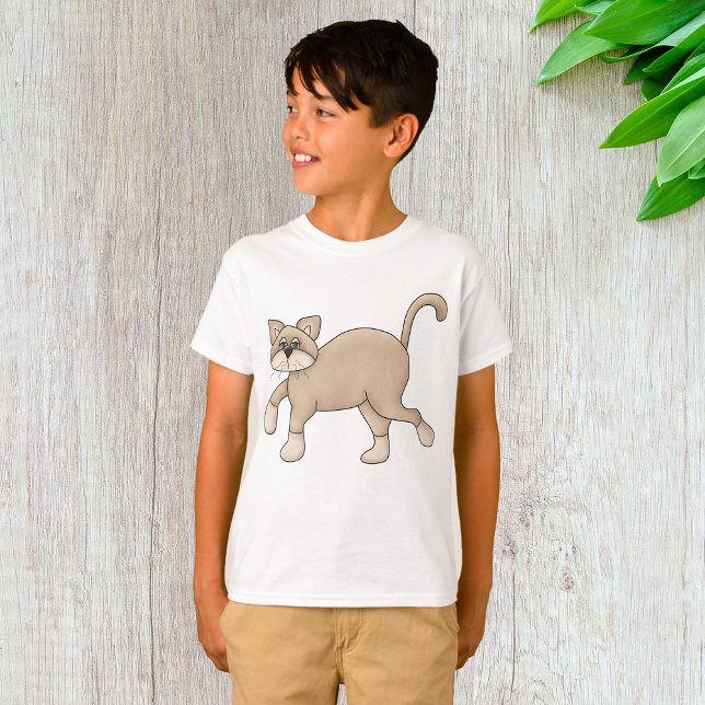 Camiseta Beige Cat Drawing with Green Eyes (Subido por el creador)