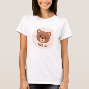 Camiseta Beige y Marrón Ilustrativo Lindo