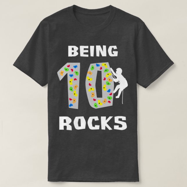 Camiseta Being 10 Rocks Kids Rock Climbing Tenth Birthday B (Diseño del anverso)