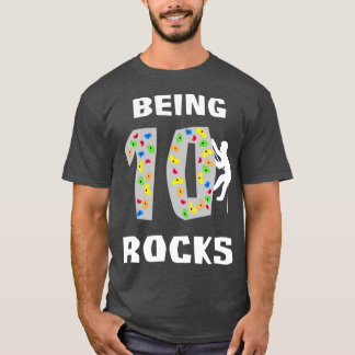 Camiseta Being 10 Rocks Kids Rock Climbing Tenth Birthday B